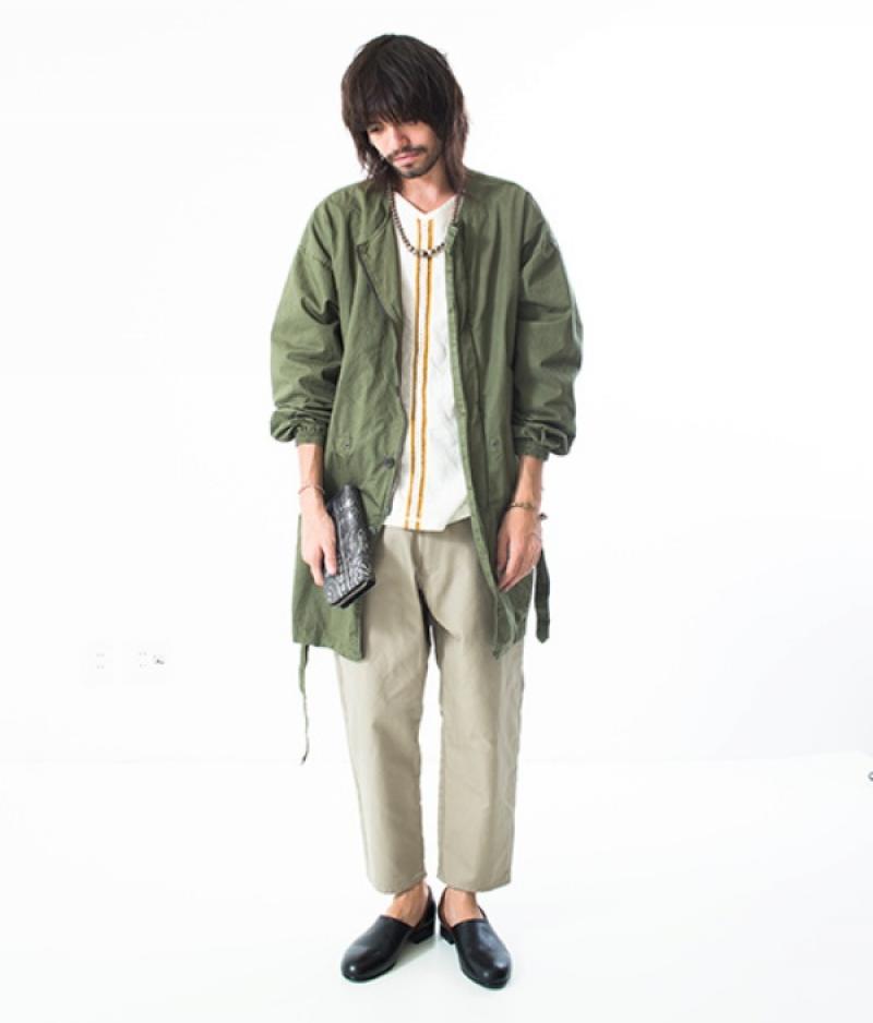 NEW INTAKING ABOUT THE ABSTRACT/Breathed Thing No Collar Mod's Parka Shirts
