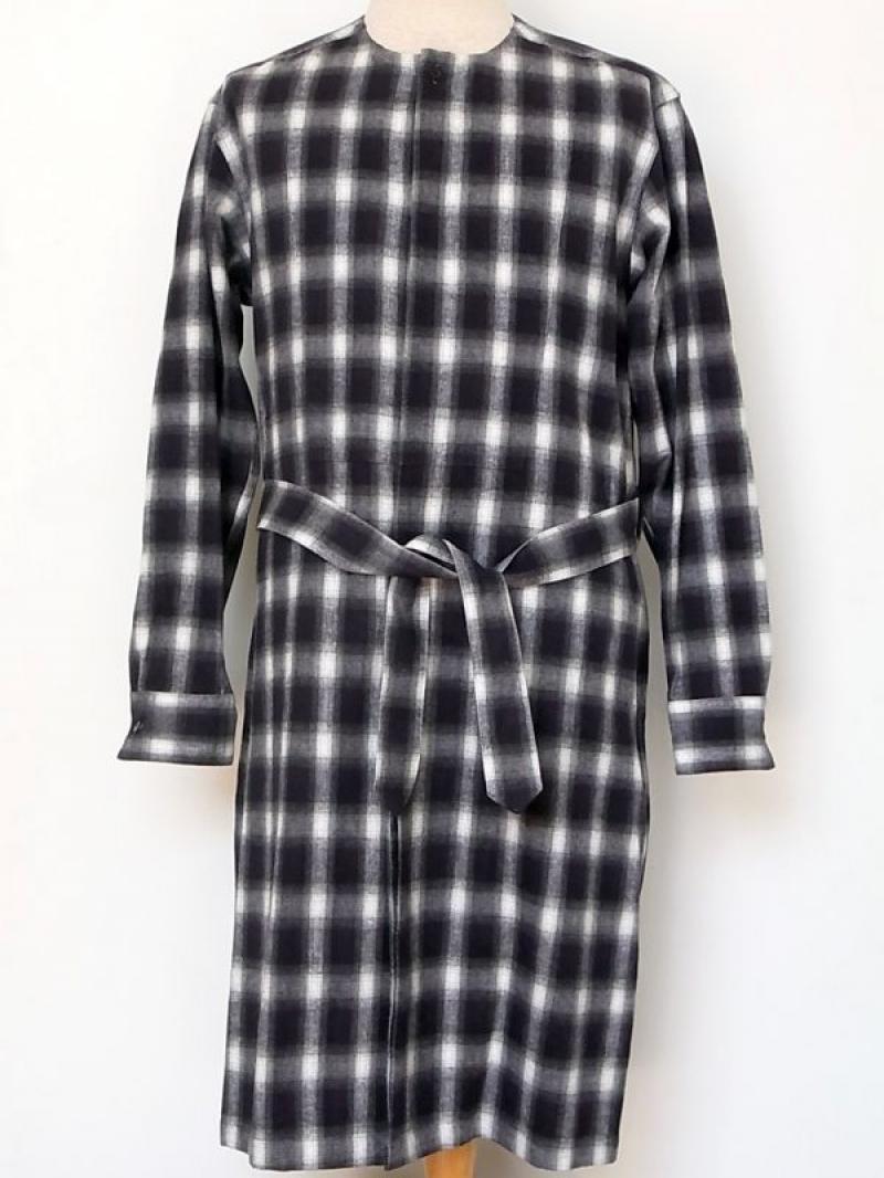 N.HOOLYWOOD / COLLARLESS CHECK GOWN SHIRT