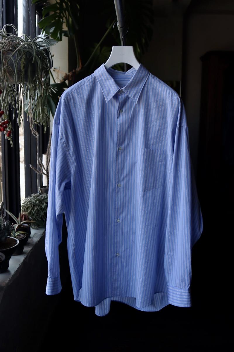 Graphpaper եڡѡ CANCLINI L/S Oversized Regular Collar Shirt(BLUE STRIPE) 