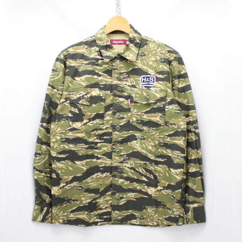 HIDE&SEEK Fatigue L/S Shirt (14aw):TIGER CAMO