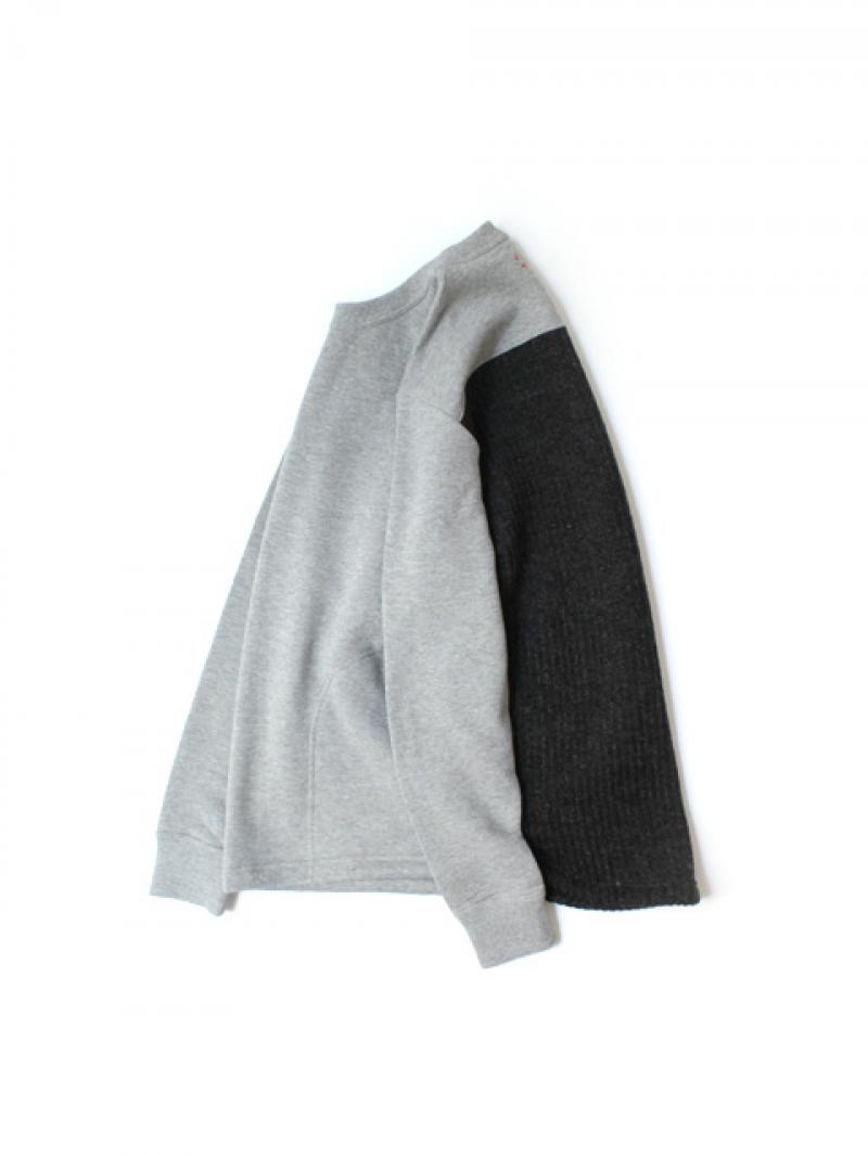 CASH CAKNIT PANEL CREW SWEAT -GREY-