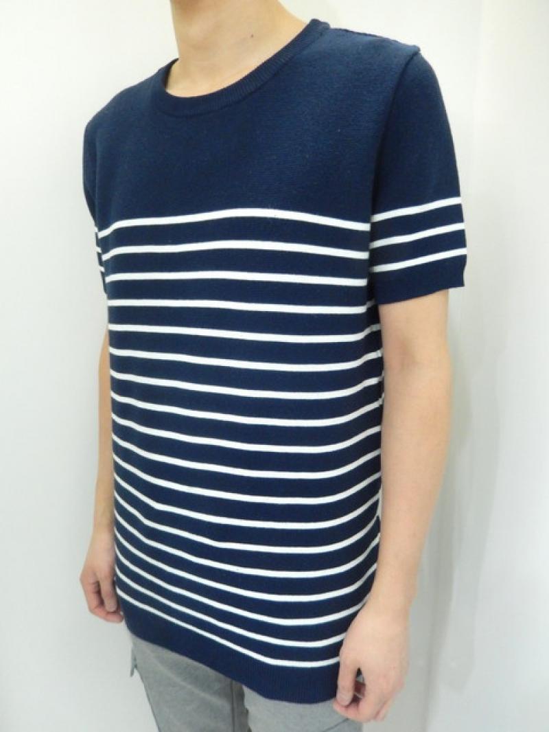 DELAY by Win&Sons:Pleymo Linen Crew neck KNT[DW22-K-001] /NAVYBORDER