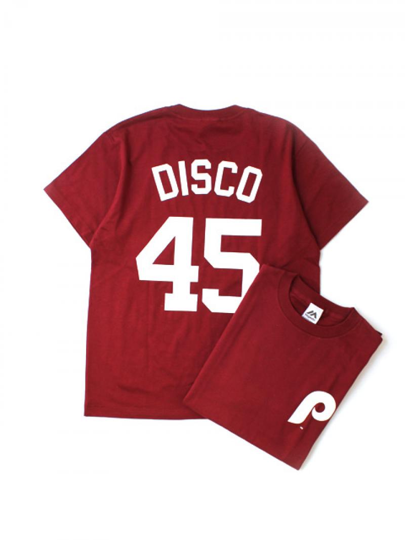 MAJESTIC x M.V.P. PHILLY DISCO 45 TEE -BURGUNDY-