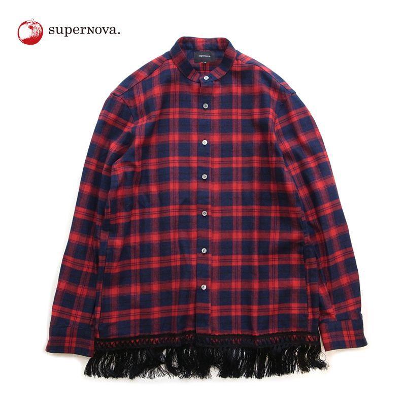 superNova. Fringe Band Collar Shirt