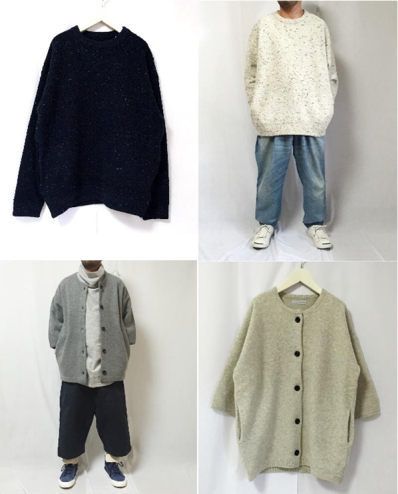 crepuscule/No collar knit jkt&Nep big knit