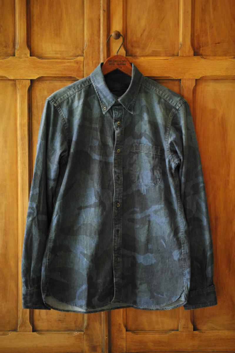 SOPHNET. CAMOUFLAGE DENIM B.D SHIRT