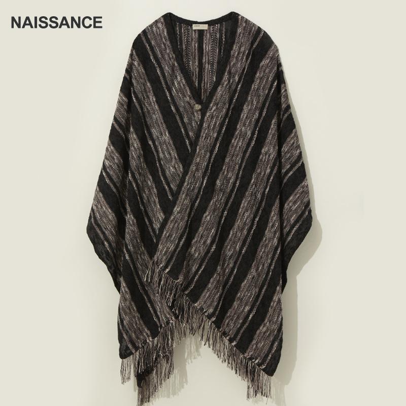 NAISSANCE Striped Knit Shawl