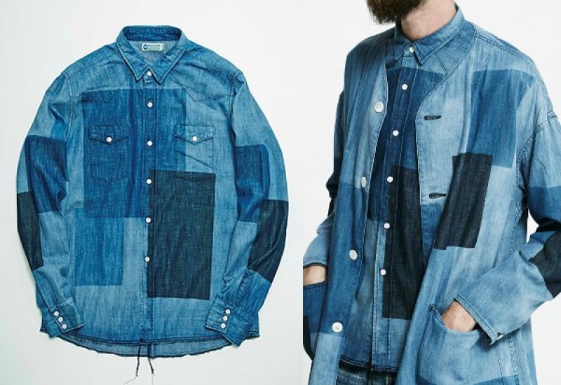 WHITE LINE꿷Vintage Denim Panel Western Shirt!