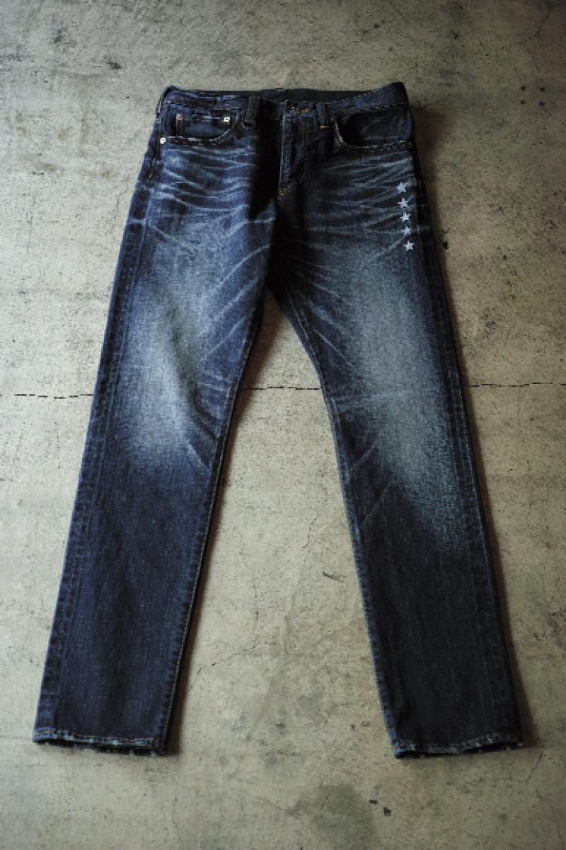 uniform experiment SLIM-FIT STRETCH DAMAGED JEANS (PYTHON PACTH) (SWAROVSKI ZIP)