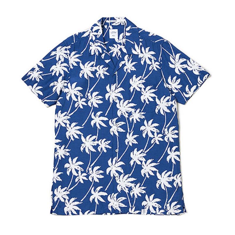 BEDWIN S/S OG ALOHA OPEN COLLAR SHIRT "ROGERS":NAVY !!