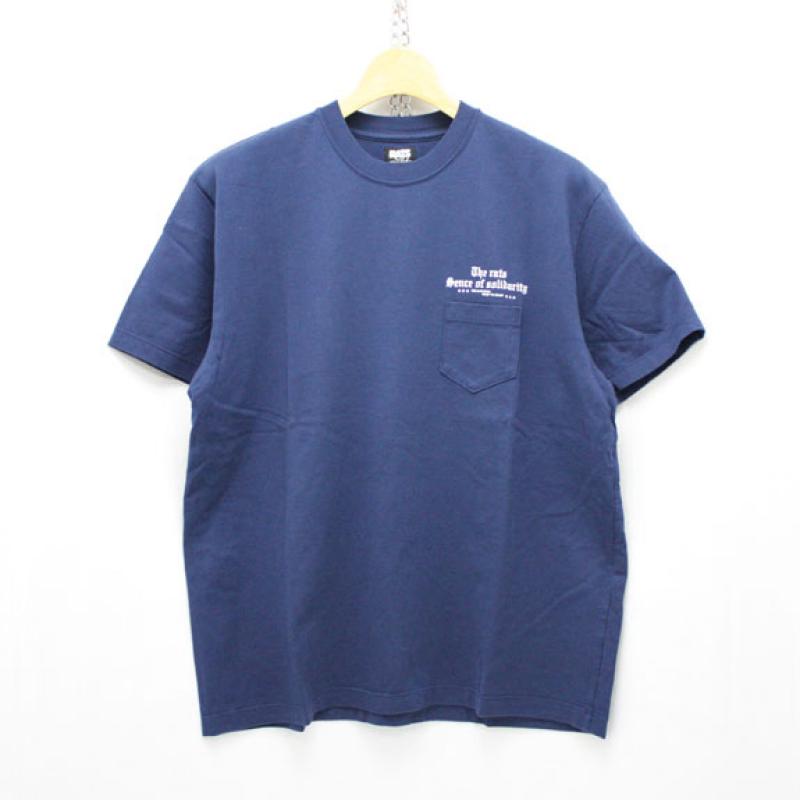 RATS OLD ENGLISH POCKET T-SHIRT:NAVY !!