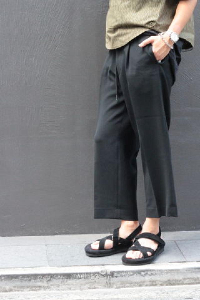 KIIT() STRETCH W CLOTH WIDE TROUSERS KIB-P97-503(BLK)!