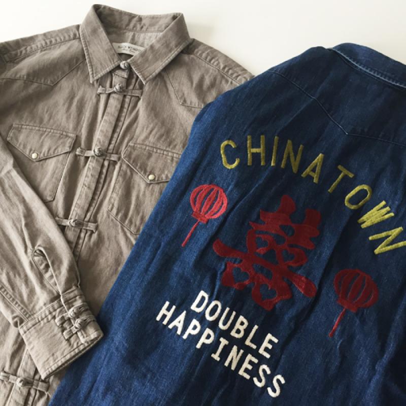 Black Weirdos (֥åɥ) CHINA DENIM SHIRT INDIGO/GRAY !