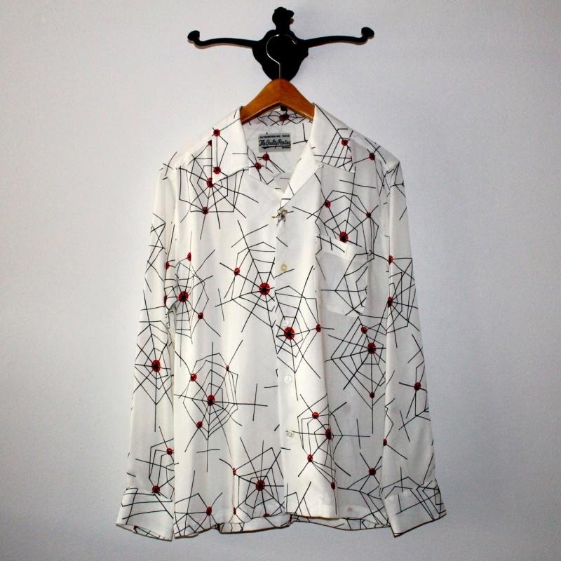 WACKO MARIA / "ATOMIC SPIDER" HAWAIIAN SHIRTWHITE , BLACK