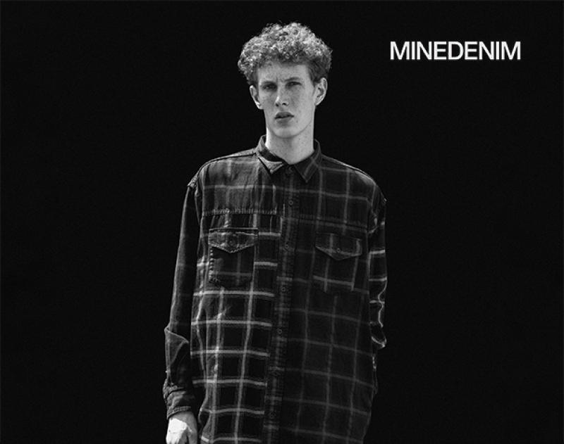 MINEDENIM / ƥ "Black Denim Check Print Crazy SH M"