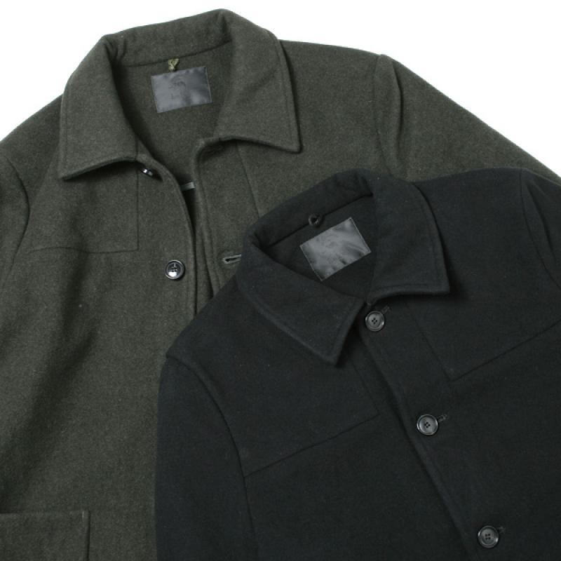 bukht "LIGHT MELTON WORK JACKET - SUPER 100s FINE WOOL"