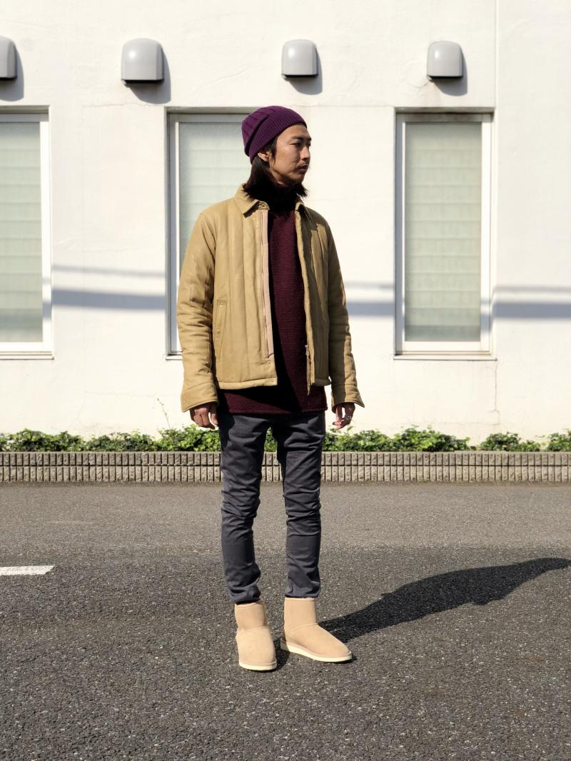 nonnative - CARPENTER PUFF JACKET COW LEATHER