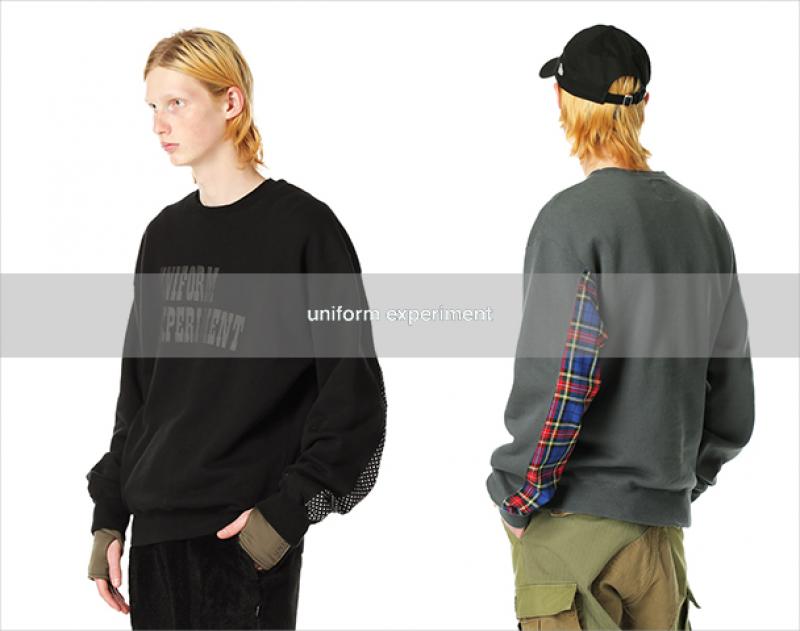 uniform experiment  / ƥ SLEEVE PANELED WIDE CREWNECK SWEAT