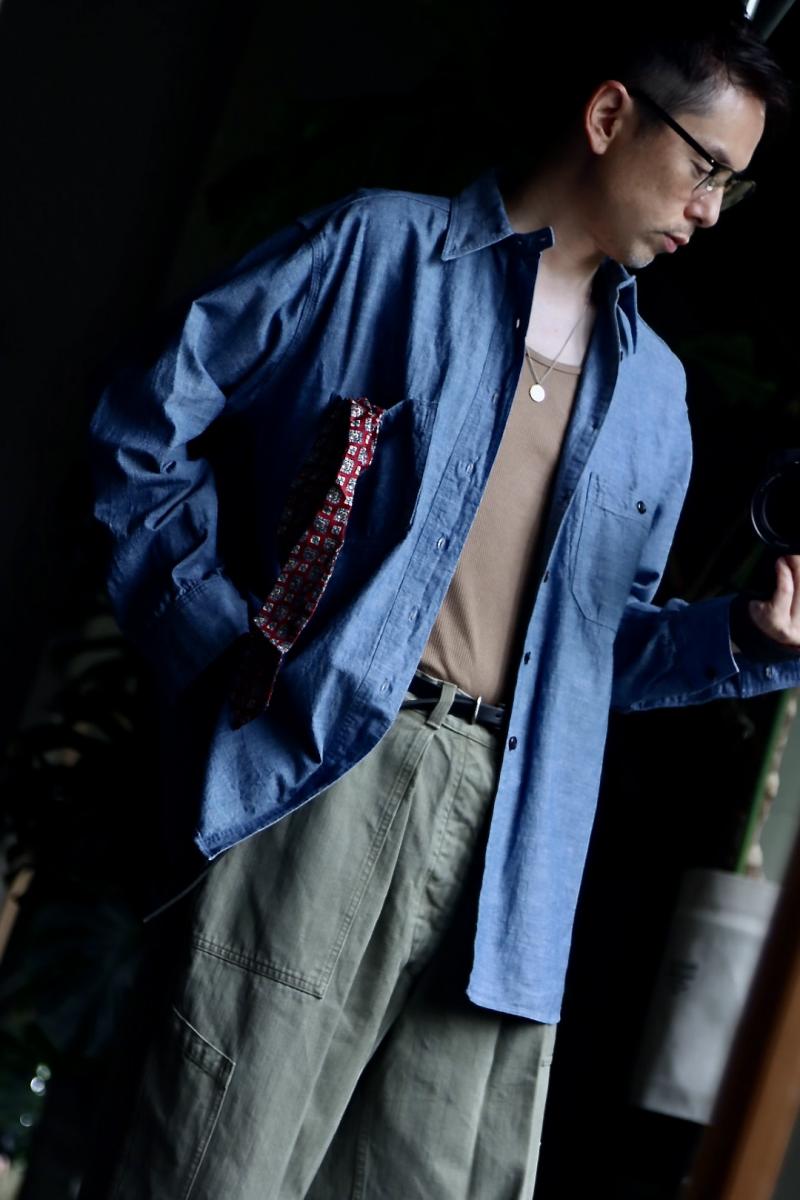 A.PRESSE ץå23AW BB Washed Chambray Shirt(23SAP-02-09M)INDIGO 