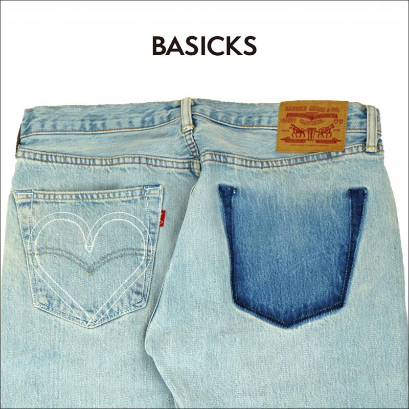 BASICKS / ƥ  Vintage Levis Heart Stitch Damage Denim(M size)