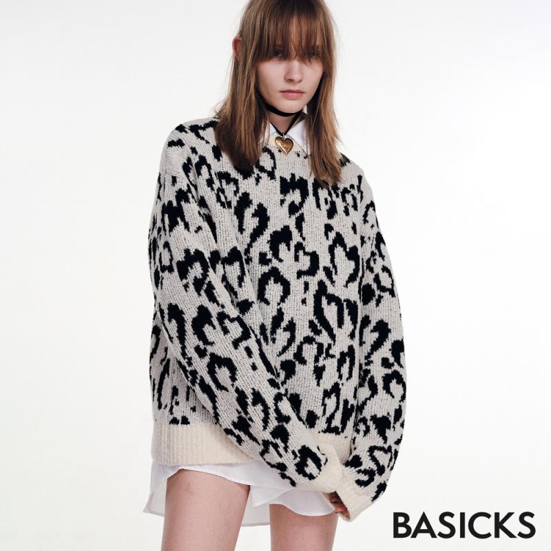 BASICKS / ƥ Heart Leopard Knit