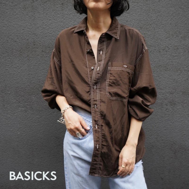 BASICKS / ƥ ȡgreenroom Pigment Boyfriend&Girlfriend Shirt