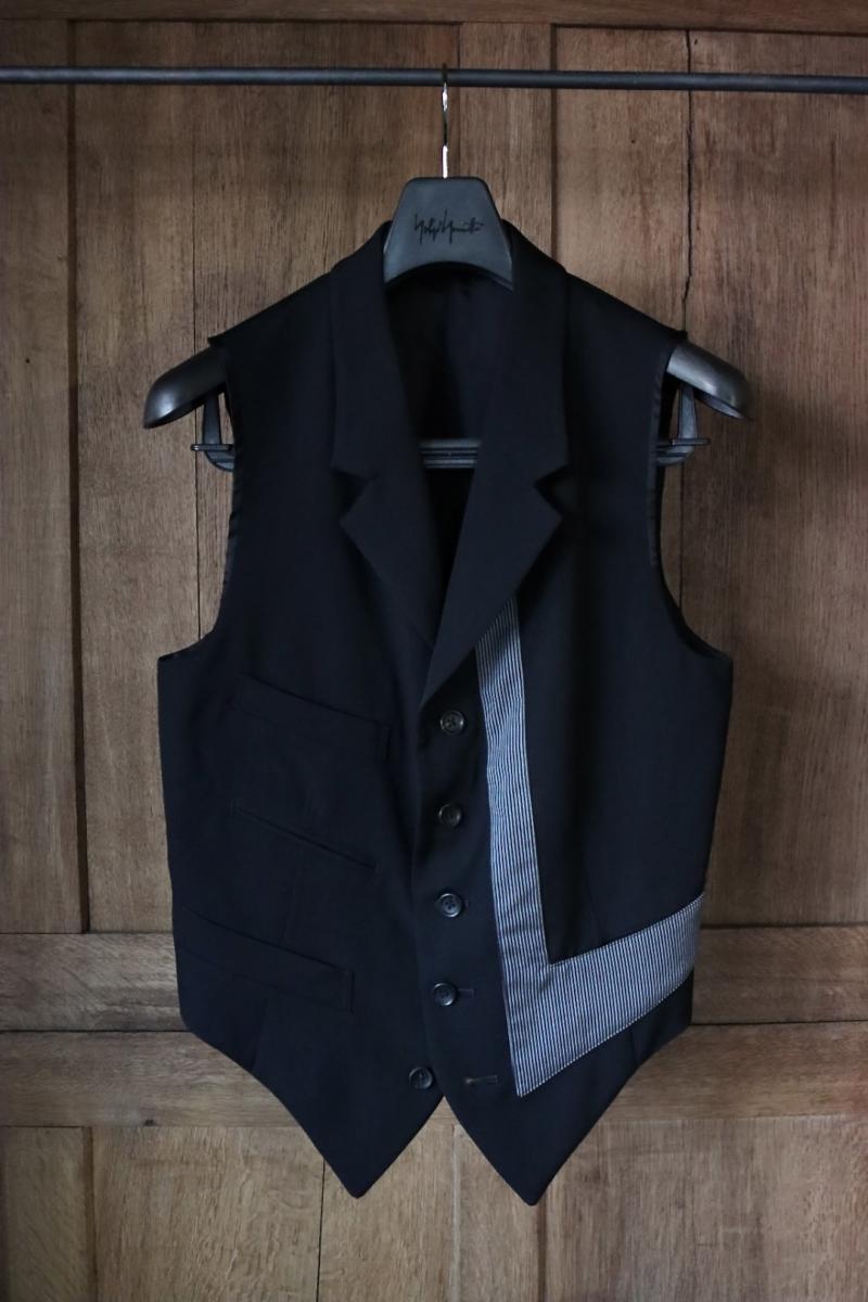 yohji yamamoto 襦ޥ24SS GABARDINE W-LEFT DECORATIVE CLOTH VEST(HS-V10-100-2)BLACK113()ȯ!