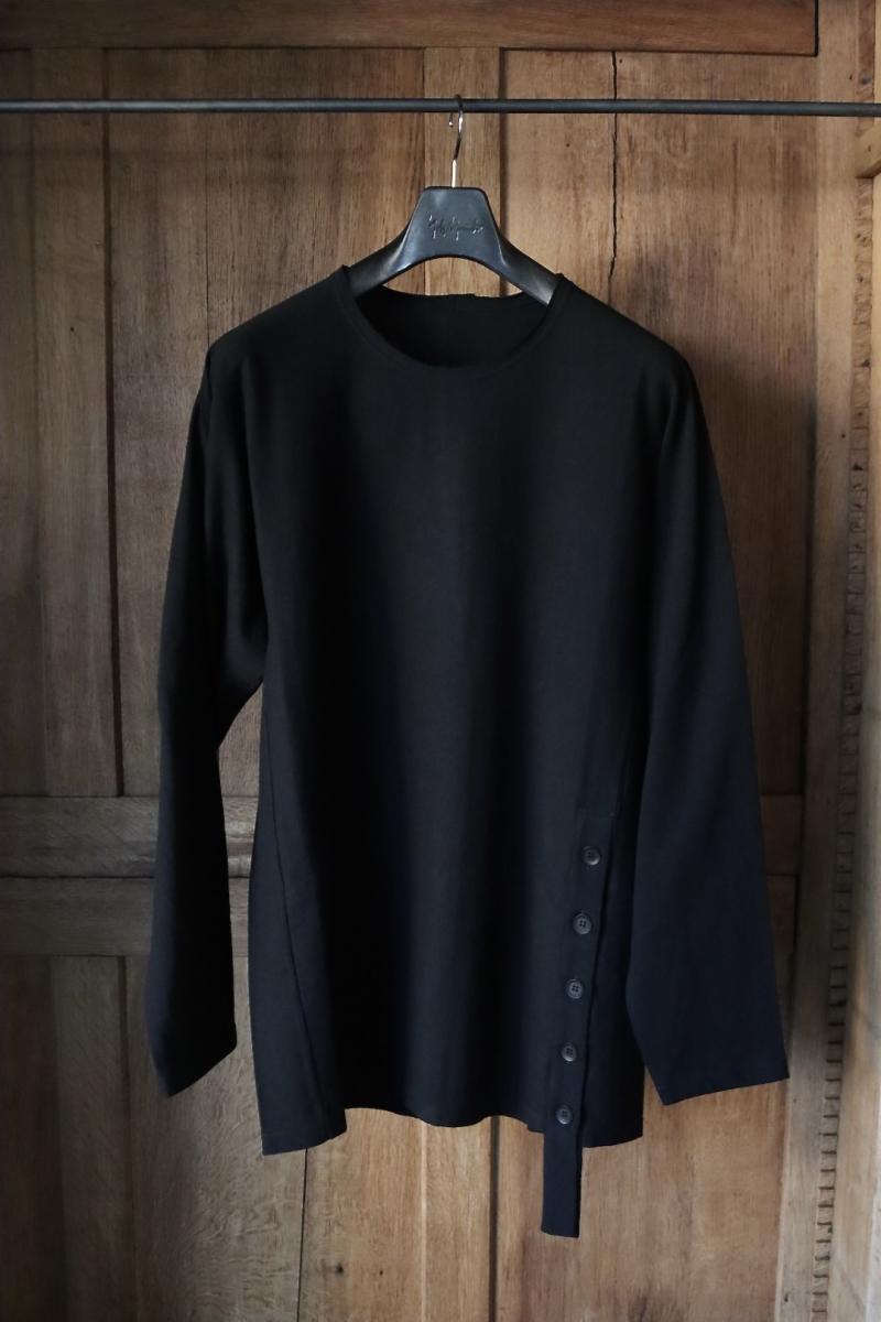 yohji yamamoto 襦ޥ24SS 19/-COTTON SLUB SINGLE JERSEY REVERSED SEAM LONG SLEEVE T(HS-T14-074-1)BLACK113()ȯ! 