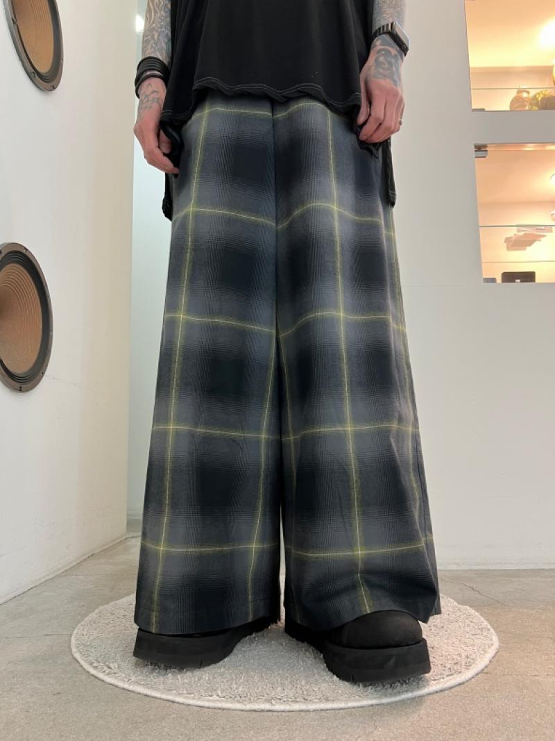 LAD MUSICIAN / COTTON VIYELLA OMBRE CHECK FLARE PANTS 