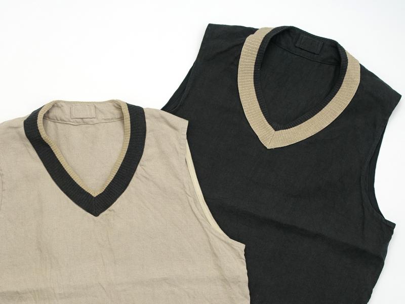 Nigel CabournCRICKET VEST REV LINEN PIN OX