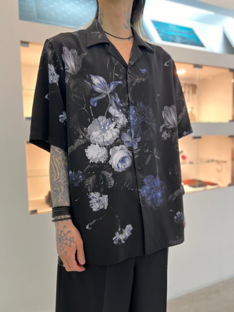 LAD MUSICIAN / DECHINE OIL PAINTING FLOWER SHORT SLEEVE OPEN COLAR SHIRT 