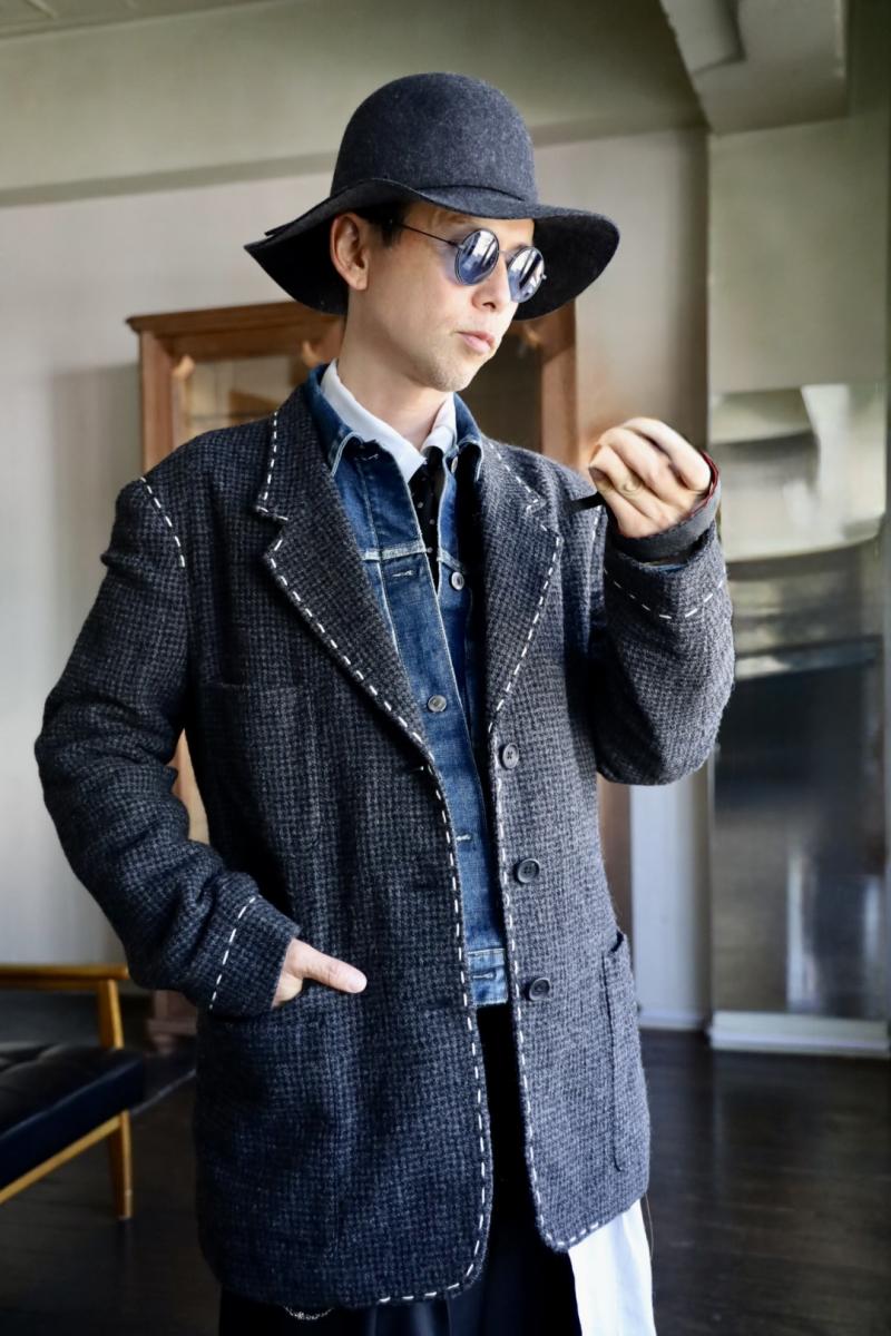yohji yamamoto 襦ޥȥ磻 Y's 25AW HOUNDSTOOTH STITCH JACKET (ML-J13-106)BLACK66()ȯ! 