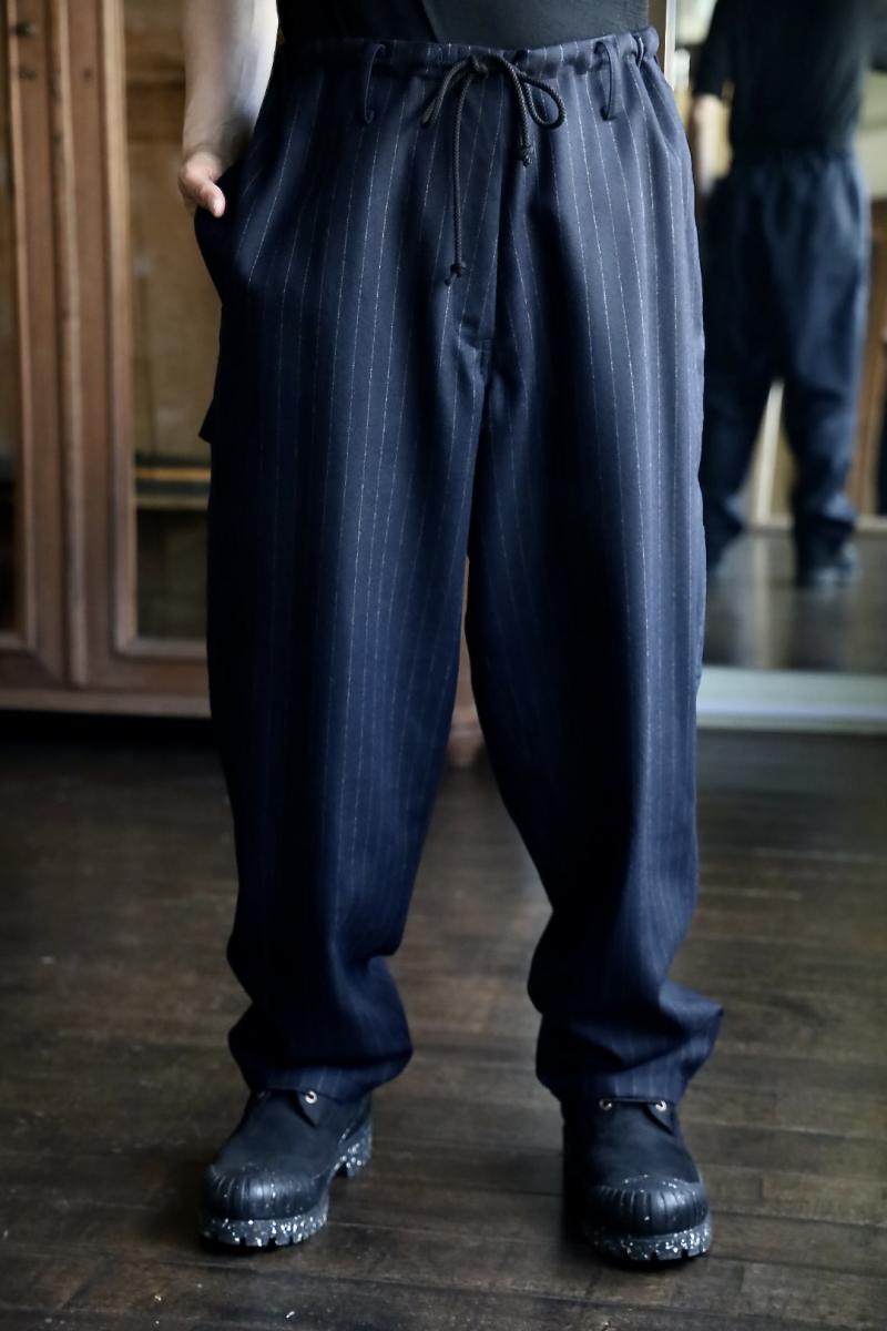 yohji yamamoto 磻եY's for men STRIPED SERGE PAINTER PANTS (ML-P01-107)NAVY66()ȯ!