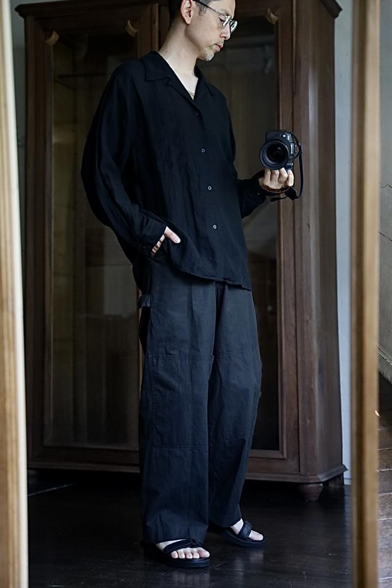 blurhms 25FW Linen Open-collar Shirt L/S(BHS25F020)black