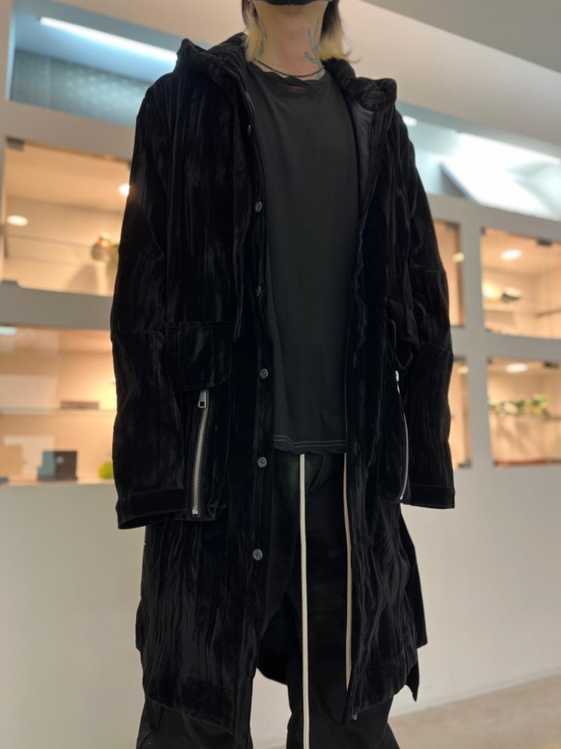 A.F ARTEFACT / Washer Velour Hooded Long Jacket 