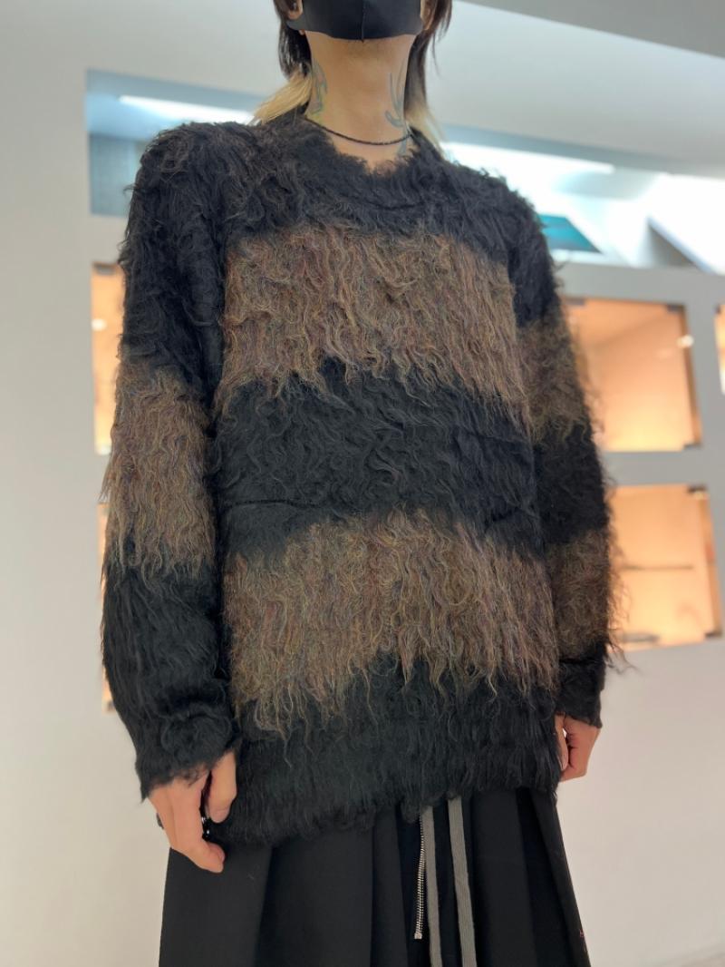 LAD MUSICIAN / LOOP YARN SHAGGY BORDER PULLOVER 