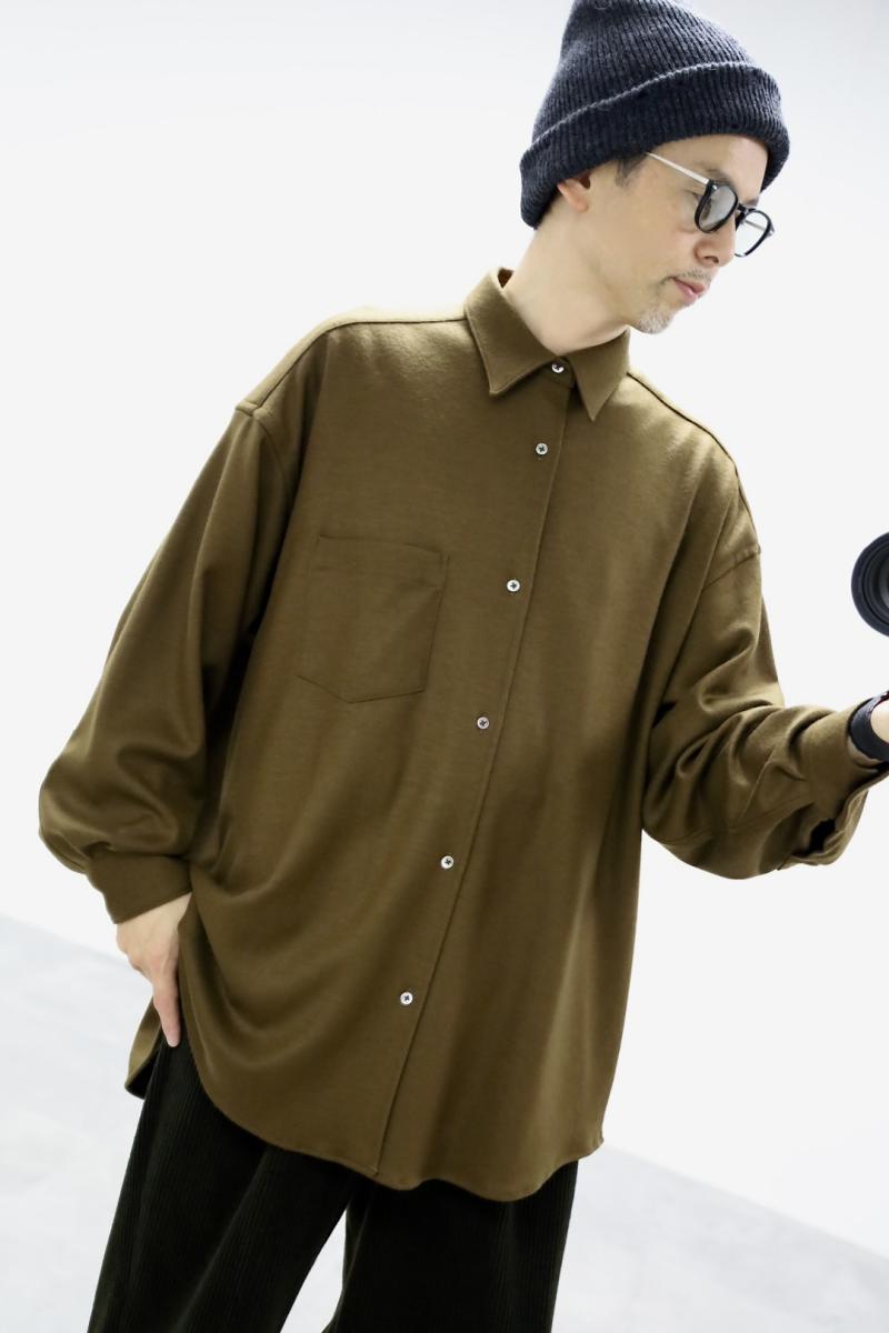 Graphpaper եڡѡ 25AW Wool Smooth Flannel Oversized Regular Collar Shirt(GU253-50221B)BROWN