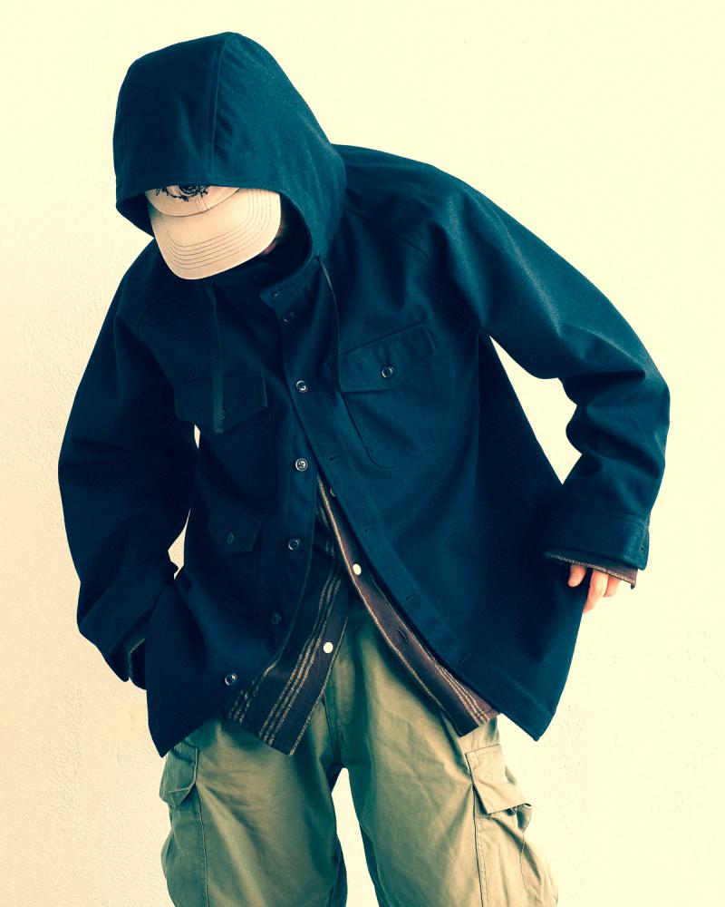 MODMNT:TWEED KNIT HOODED SHIRT