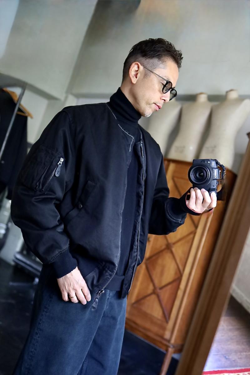 A.PRESSE アプレッセ 2025 STYLE2 Vintage Silk Flight Custom Jacket(25AAP-01-28)BLACK