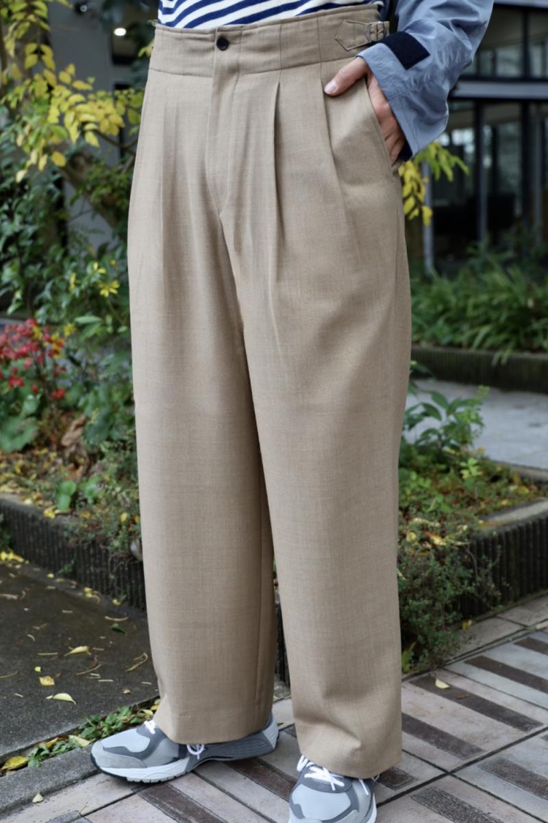 marka �ޡ��� 26SS TWO TUCK MILITARY TROUSERS -RECYCLED POLYESTER NON-MULESED WOOL GABARDINE-(M26A06PT01C)BEIGE������ȯ��! 