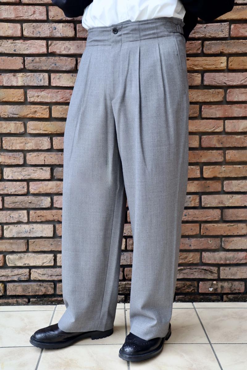 marka �ޡ��� 26SS TWO TUCK MILITARY TROUSERS -RECYCLED POLYESTER NON-MULESED WOOL GABARDINE-(M26A06PT01C)CHARCOAL GRAY������ȯ��