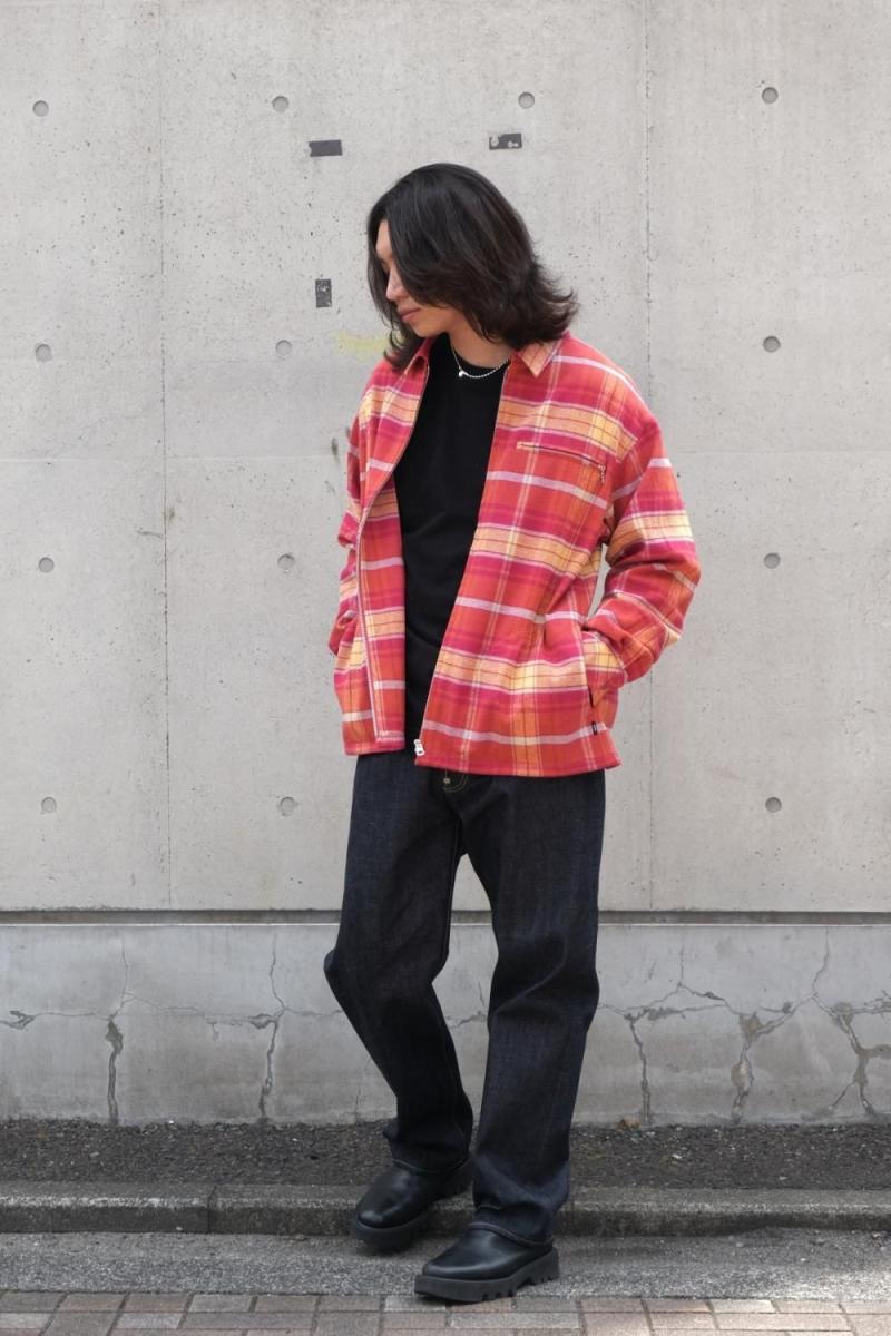 ��SALE30%OFF��17,500��(���25,000��) CHALLENGER �����󥸥㡼 PLAID ZIP UP SHIRT �ե��ͥ�����å�����ĥ֥륾��