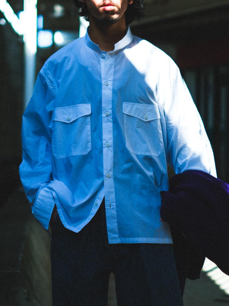 ��TOHNAI:FINE COTTON POPLIN / BAND COLLAR SHIRT��