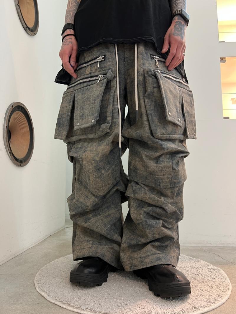 A.F ARTEFACT 26SS ��������🚩Blended Shades Denim Cargo Tuck Wide Pants����
