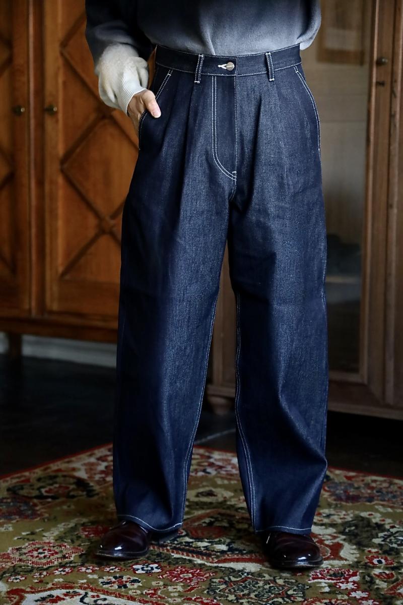 Graphpaper ����եڡ��ѡ� Selvage Denim Two Tuck Pants(GU261-40061RB)INDIGO_RIGID��1��24��(��)ȯ��! 