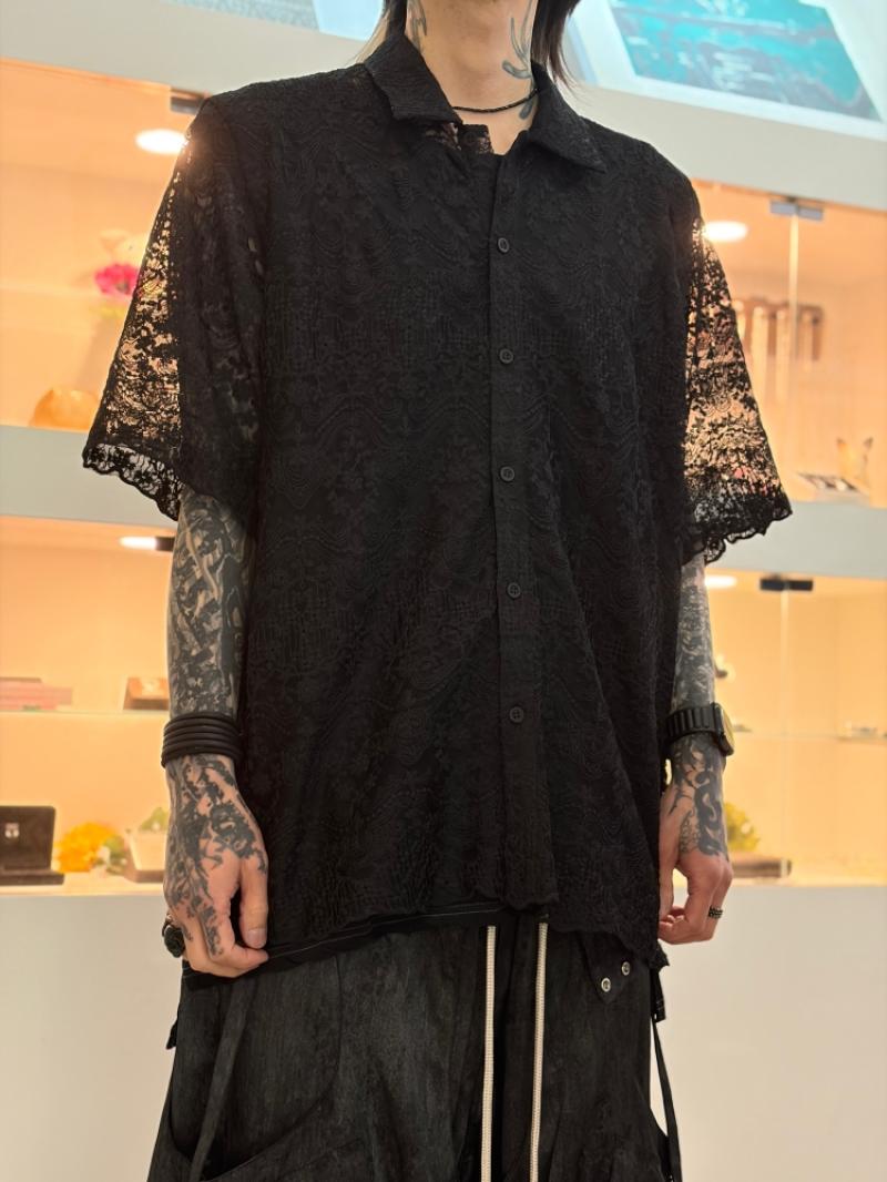 LAD MUSICIAN / TULLE EMBROIDERY LACE SHORT SLEEVE SHIRT ����