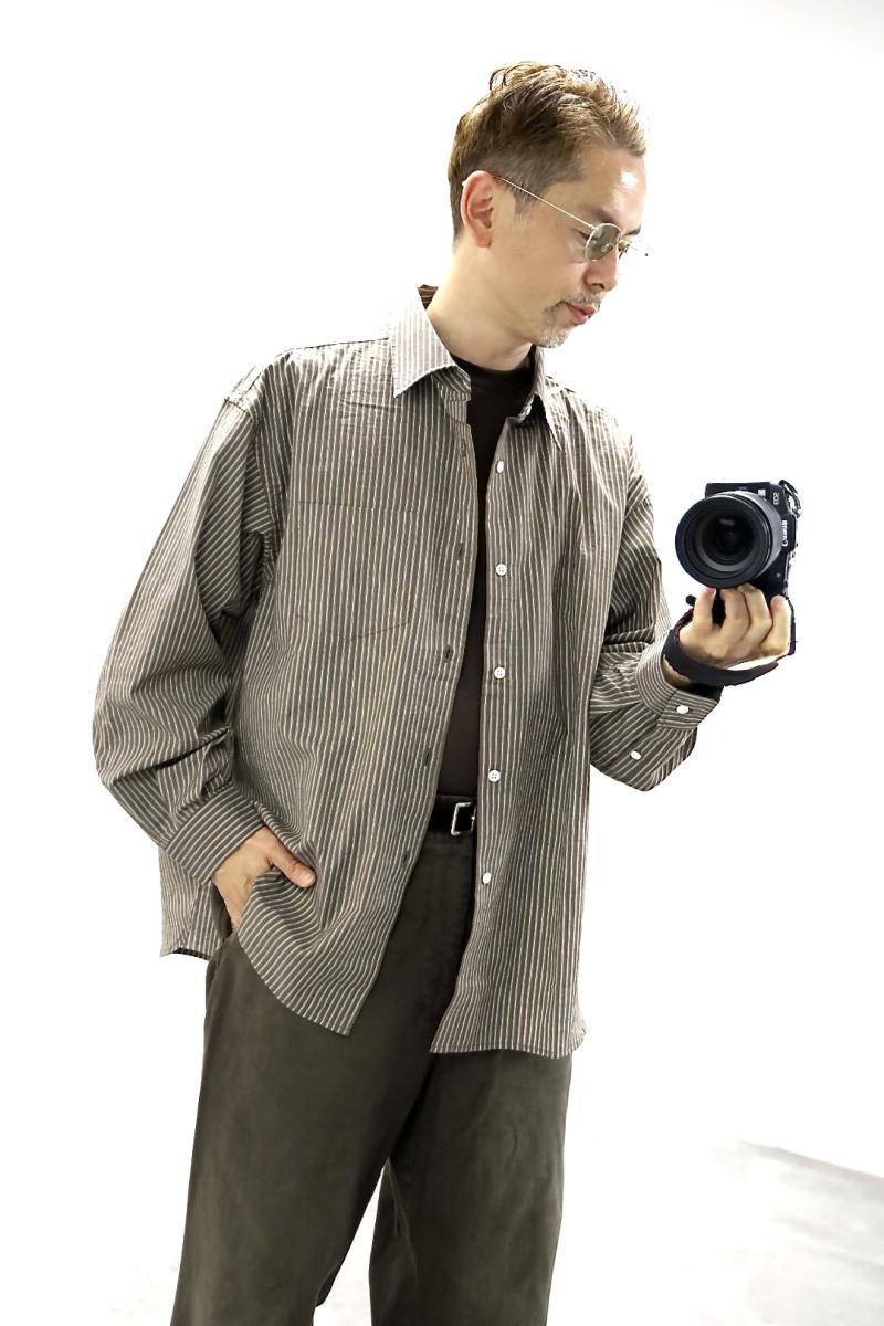 FreshService �ե�å��奵���ӥ� 26SS CHRAFTeX® L/S STRIPE SHIRT(FSC262-50007)BROWN STRIPE��5��3��