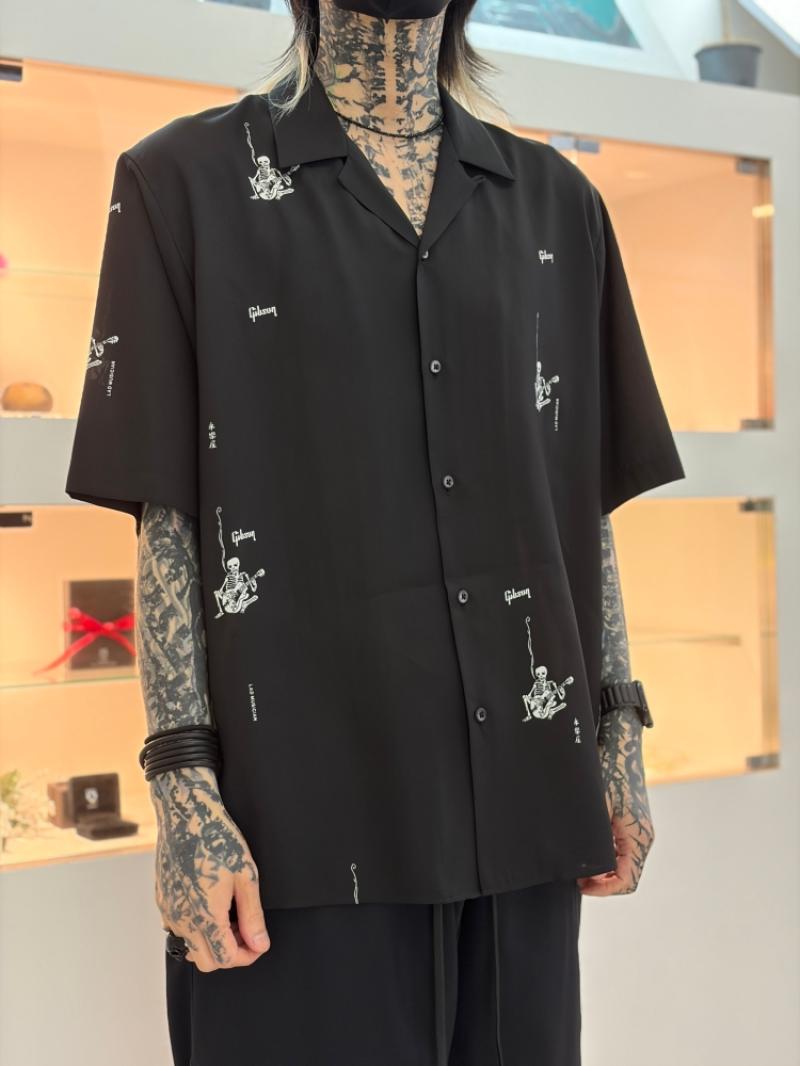 LAD MUSICIAN��Gibson��EIRAKUYA TENUGUI / T/T SKULL GUITARIST OPEN COLLAR SHORT SLEEVE SHIRT ����
