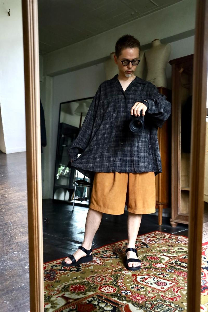 Graphpaper ����եڡ��ѡ� Extra Fine Wool Lawn L/S Sleeping Shirt(GM263-50331)CHECK��8��8��(��)ȯ��! 