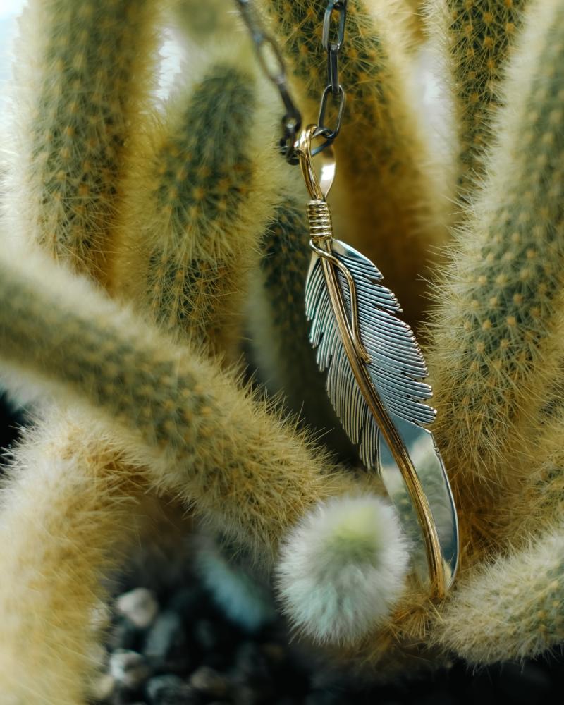 ��Harvey Mace:12KGF Feather Pendant & Ring��
